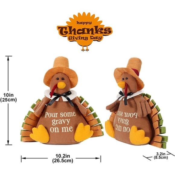 10 inches Thanksgiving Turkey, Thanksgiving Day Party Table Decoration Gift - Picture 4 of 7
